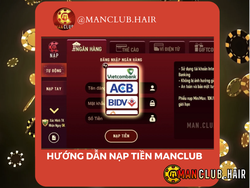 Nạp tiền Manclub qua ngân hàng